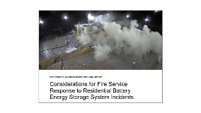 Considerations for Fire Service Response to Residential Battery Energy Storage System Incidents